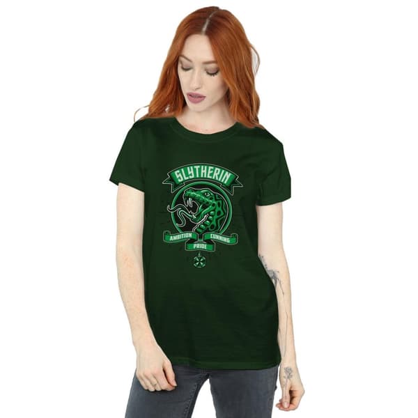 Harry Potter Womens/Ladies Slytherin Toon Crest Cotton Boyfriend T-Shirt