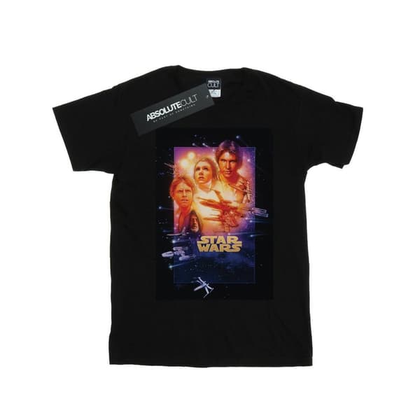 Star Wars Girls Episode IV Movie Poster Cotton T-Shirt Black 7-8 Years