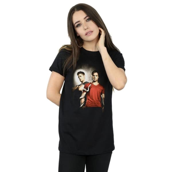 Supernatural Dam/dam Heaven And Hell Boyfriend T-shirt i bomull