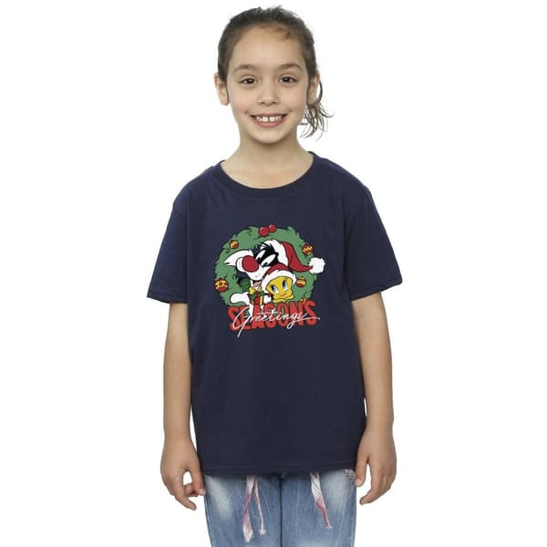 Looney Tunes Girls Seasons Greetings Cotton T-Shirt