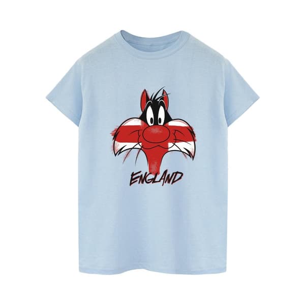 Looney Tunes Dam/Tjej Sylvester England Face Boyfriend T-shirt i bomull