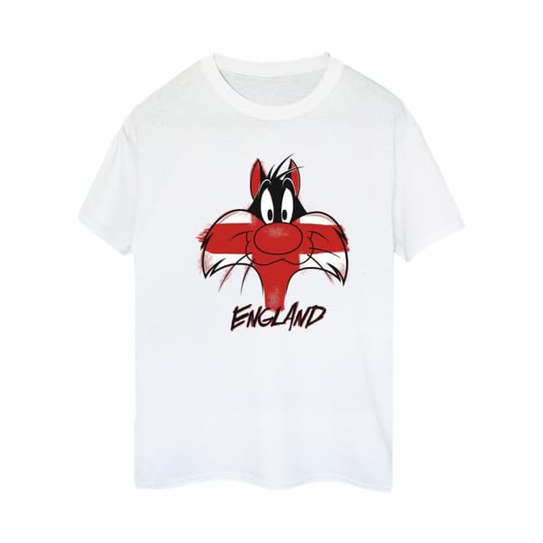 Looney Tunes Dam/Tjej Sylvester England Face Boyfriend T-shirt i bomull