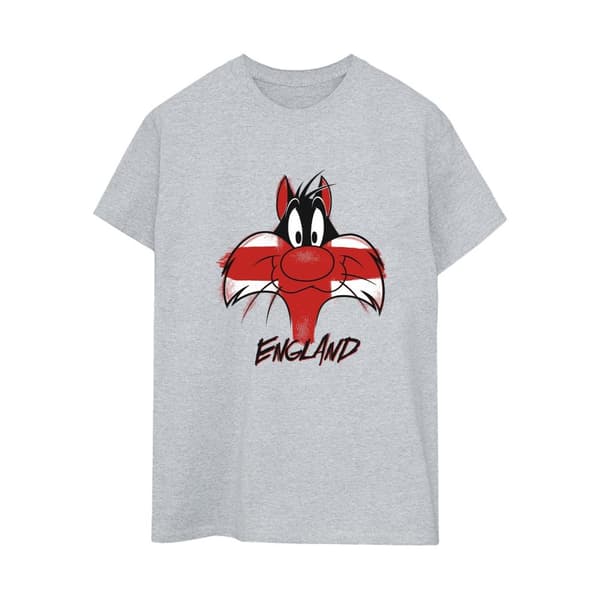 Looney Tunes Dam/Tjej Sylvester England Face Boyfriend T-shirt i bomull
