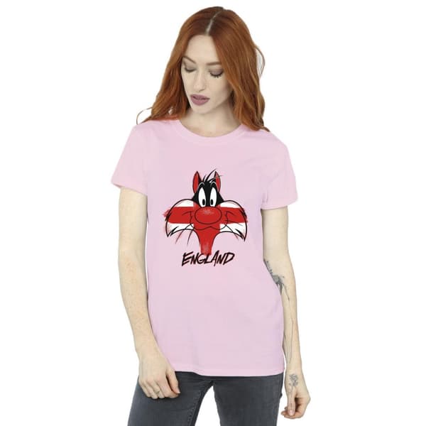 Looney Tunes Dam/Tjej Sylvester England Face Boyfriend T-shirt i bomull