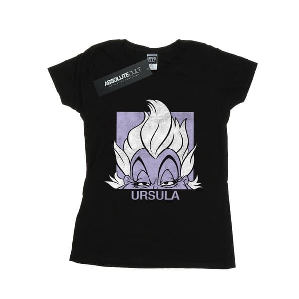 Disney Womens/Ladies Usrsula Cropped Head Cotton T-Shirt Black XL