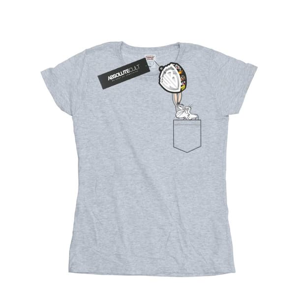 Looney Tunes Womens/Ladies Bugs Bunny Faux Pocket Cotton T-Shirt