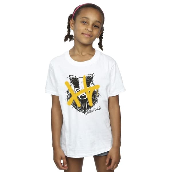 Harry Potter Girls Hufflepuff Pop Spray Cotton T-Shirt
