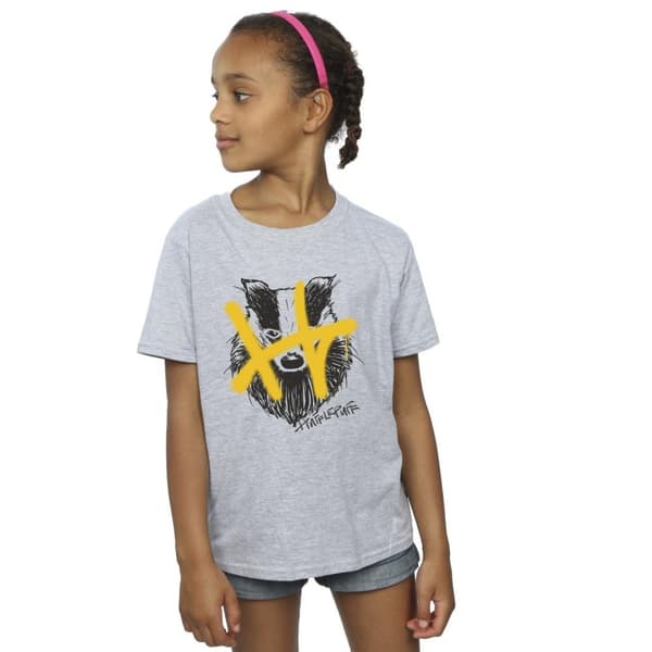 Harry Potter Girls Hufflepuff Pop Spray Cotton T-Shirt