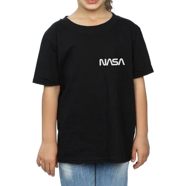 NASA Girls Modern Logo Chest Cotton T-Shirt