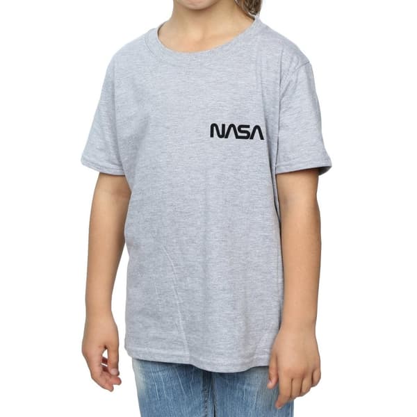 NASA Girls Modern Logo Chest Cotton T-Shirt