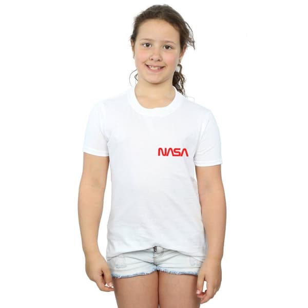 NASA Girls Modern Logo Chest Cotton T-Shirt