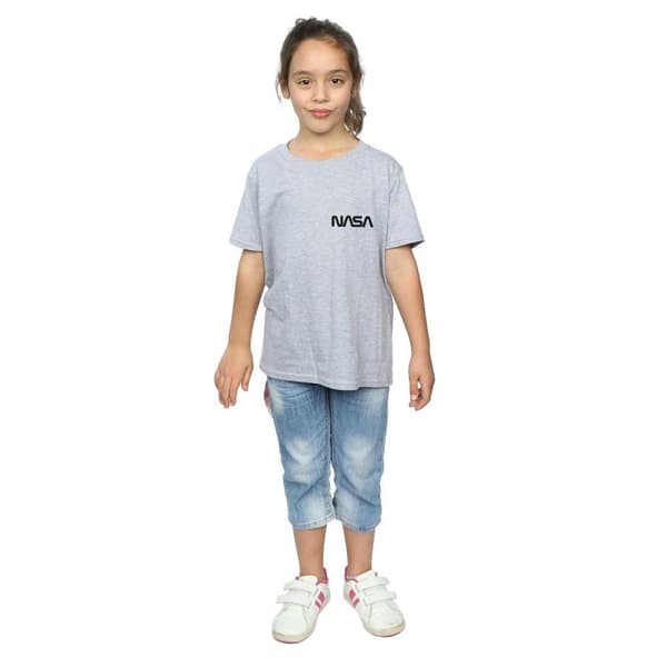 NASA Girls Modern Logo Chest Cotton T-Shirt