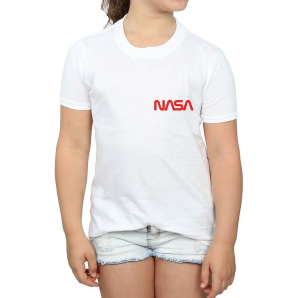 NASA Girls Modern Logo Chest Cotton T-Shirt