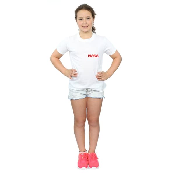 NASA Girls Modern Logo Chest Cotton T-Shirt