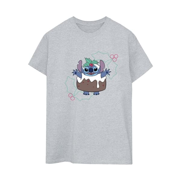 Disney Womens/Ladies Lilo & Stitch Pudding Holly Cotton Boyfriend T-Shirt Sports Grey XL