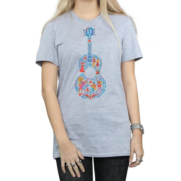 Disney Womens/Ladies Coco Guitar Pattern Cotton Boyfriend T-Shirt