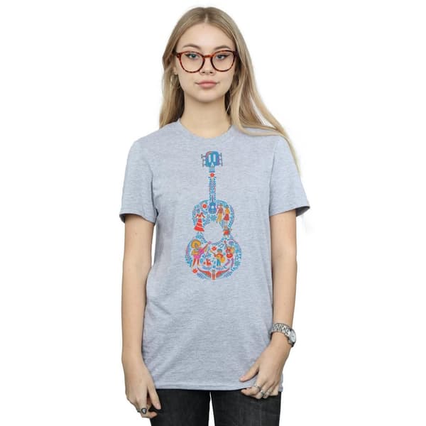 Disney Womens/Ladies Coco Guitar Pattern Cotton Boyfriend T-Shirt