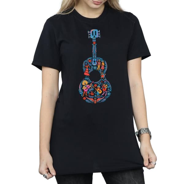 Disney Womens/Ladies Coco Guitar Pattern Cotton Boyfriend T-Shirt