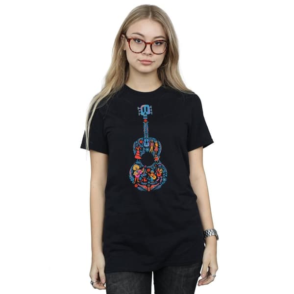 Disney Womens/Ladies Coco Guitar Pattern Cotton Boyfriend T-Shirt