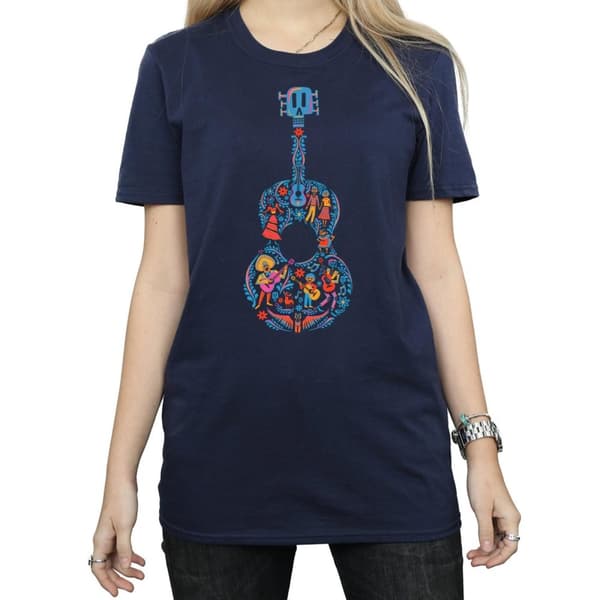 Disney Womens/Ladies Coco Guitar Pattern Cotton Boyfriend T-Shirt