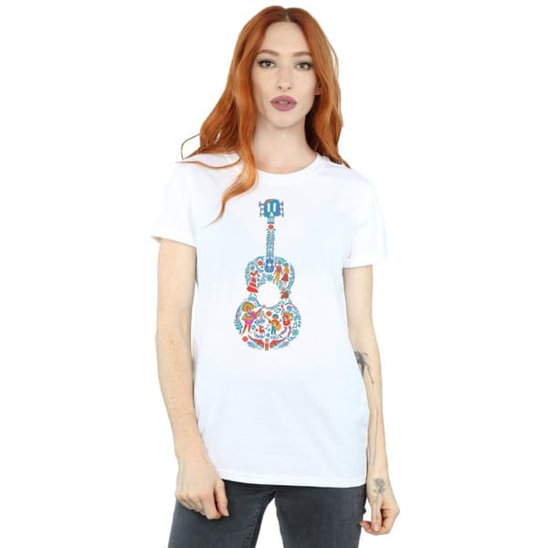 Disney Womens/Ladies Coco Guitar Pattern Cotton Boyfriend T-Shirt