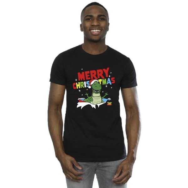 Disney Mens Toy Story Rex Christmas Burst T-Shirt