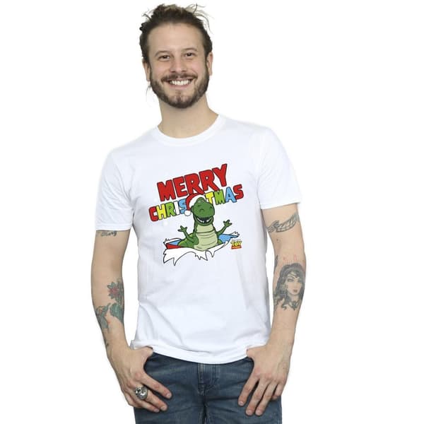 Disney Mens Toy Story Rex Christmas Burst T-Shirt