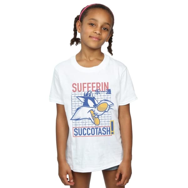 Looney Tunes Sylvester Sufferin Succotash bomulls-T-shirt för flickor