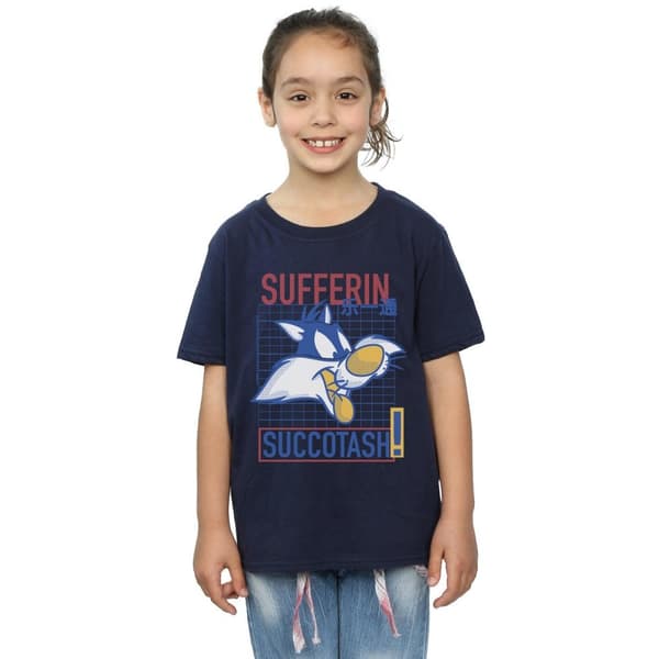 Looney Tunes Sylvester Sufferin Succotash bomulls-T-shirt för flickor