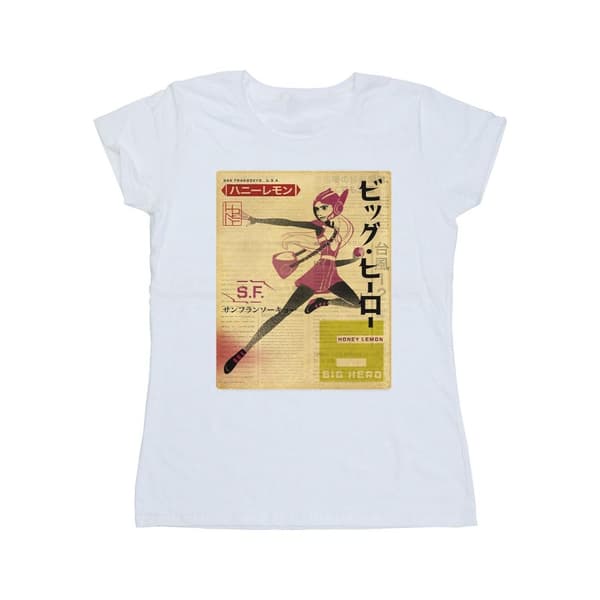 Disney Dam/Tjej Big Hero 6 Baymax Honey Lemon Newspaper T-shirt i bomull