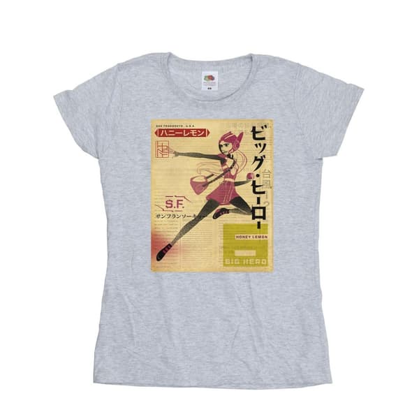 Disney Dam/Tjej Big Hero 6 Baymax Honey Lemon Newspaper T-shirt i bomull