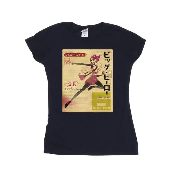 Disney Dam/Tjej Big Hero 6 Baymax Honey Lemon Newspaper T-shirt i bomull