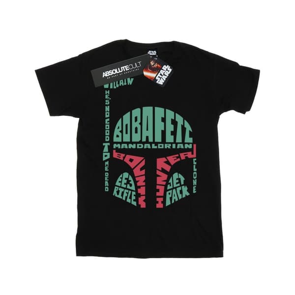 Star Wars Girls Boba Fett Text Head Cotton T-Shirt