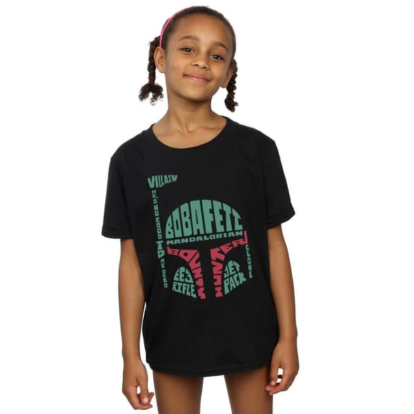 Star Wars Girls Boba Fett Text Head Cotton T-Shirt