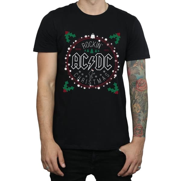 AC/DC Mens Christmas Circle T-Shirt