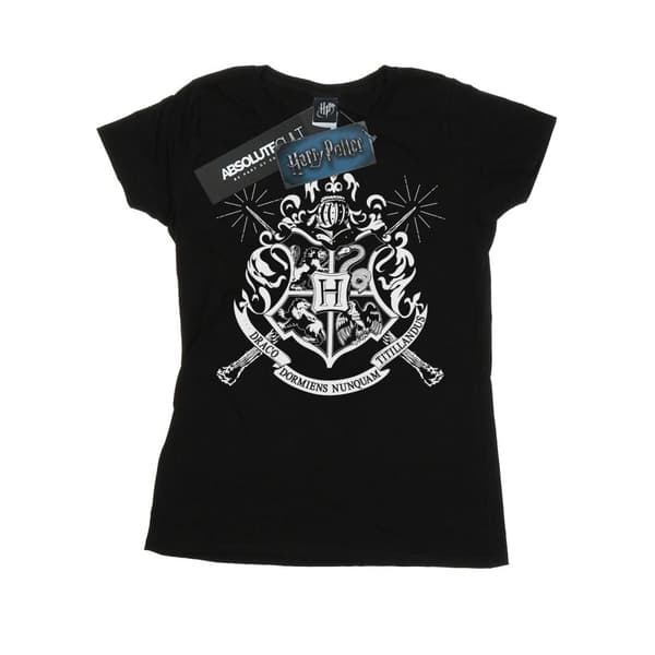 Harry Potter Dam/Tjej Hogwarts Badge Wands T-shirt i bomull
