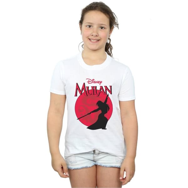 Disney T-shirt i bomull med draksilhuett - Mulan, flickor