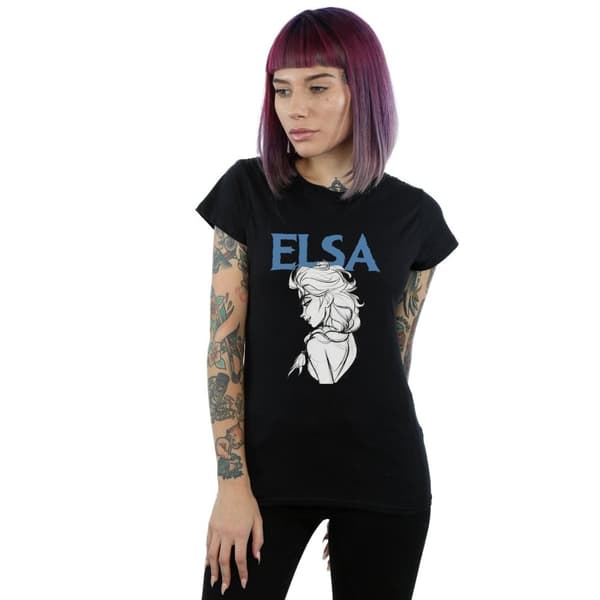 Disney Womens/Ladies Frozen Elsa Profile Sketch Cotton T-Shirt