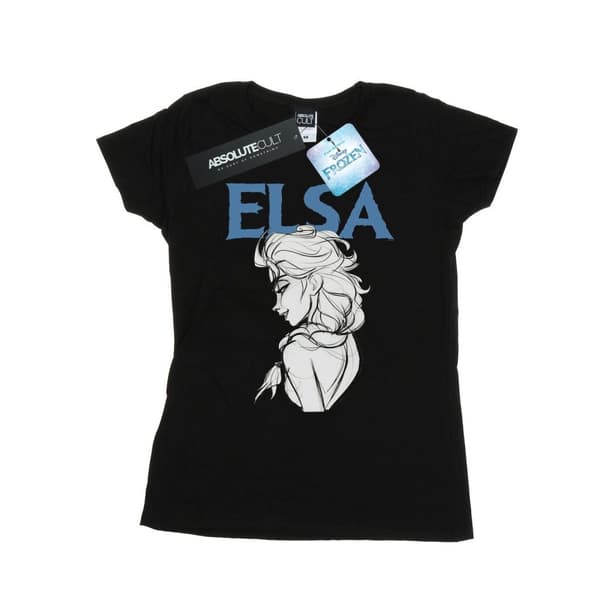 Disney Womens/Ladies Frozen Elsa Profile Sketch Cotton T-Shirt