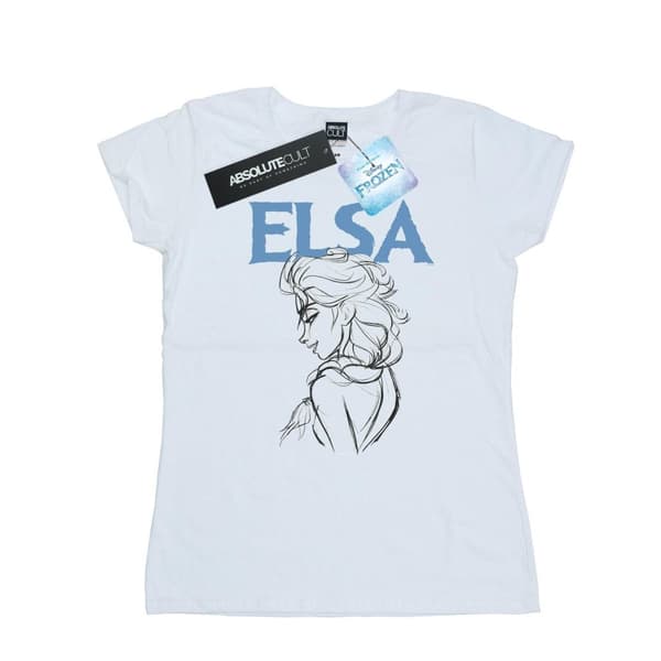 Disney Womens/Ladies Frozen Elsa Profile Sketch Cotton T-Shirt