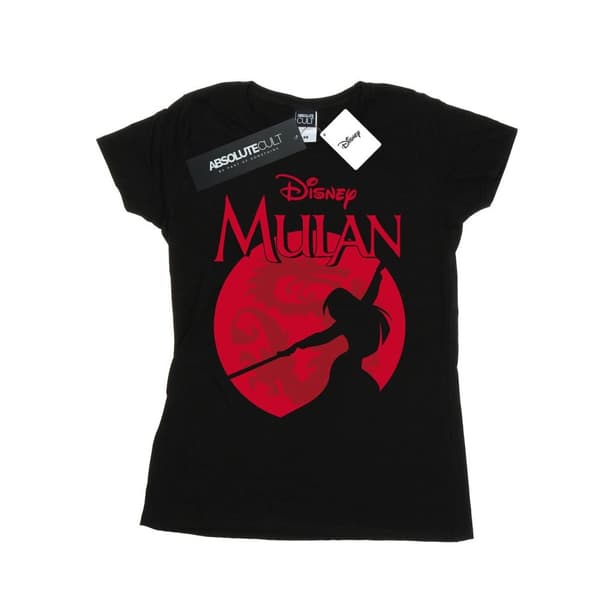 Disney Womens/Ladies Mulan Dragon Silhouette Cotton T-Shirt