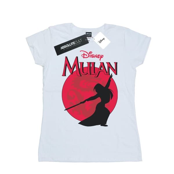 Disney Womens/Ladies Mulan Dragon Silhouette Cotton T-Shirt