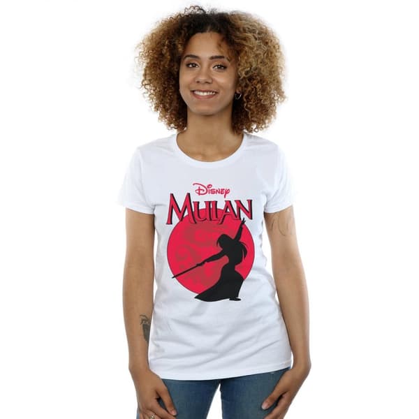 Disney Womens/Ladies Mulan Dragon Silhouette Cotton T-Shirt