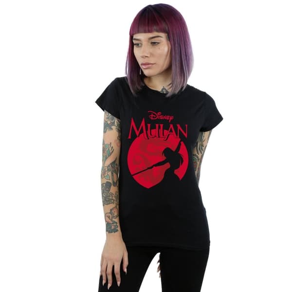 Disney Womens/Ladies Mulan Dragon Silhouette Cotton T-Shirt