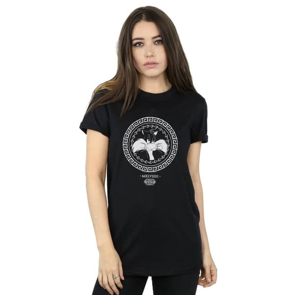 Looney Tunes Womens/Ladies Sylvester Greek Circle Cotton Boyfriend T-Shirt