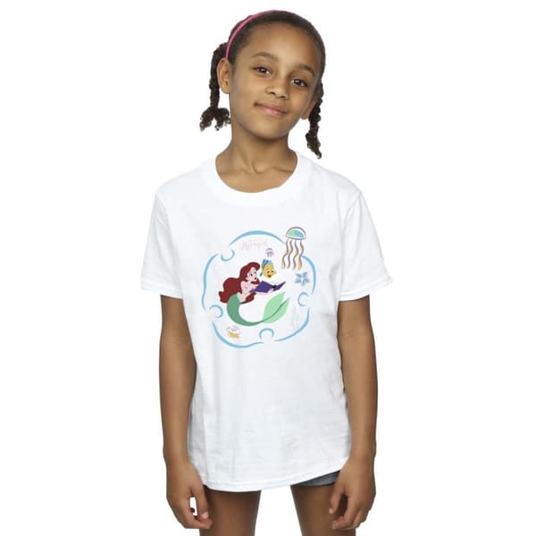 Disney Den lilla sjöjungfrun läser en bok - T-shirt i bomull för flickor