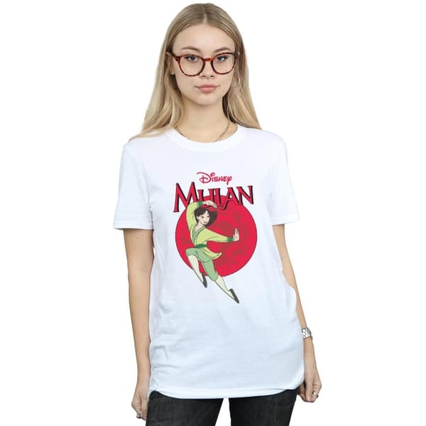 Disney Womens/Ladies Mulan Dragon Circle Cotton Boyfriend T-Shirt