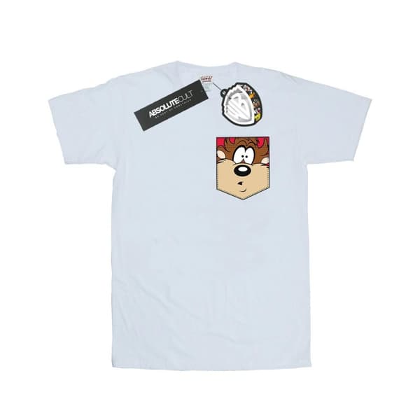 Looney Tunes Mens Tasmanian Devil Face Faux Pocket T-Shirt