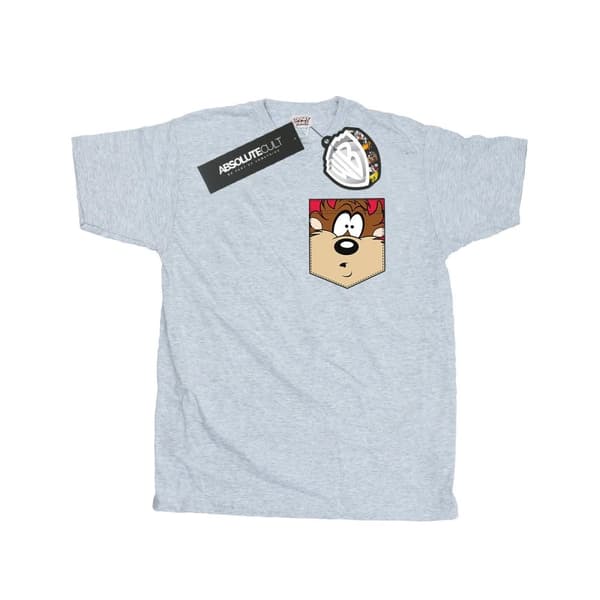 Looney Tunes Mens Tasmanian Devil Face Faux Pocket T-Shirt