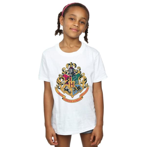 Harry Potter Girls Hogwarts Crest Gold Ink Cotton T-Shirt